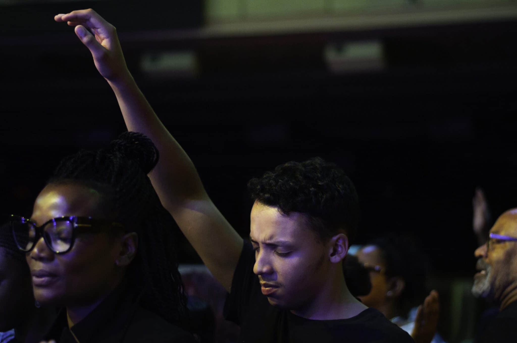 hand raised in worship