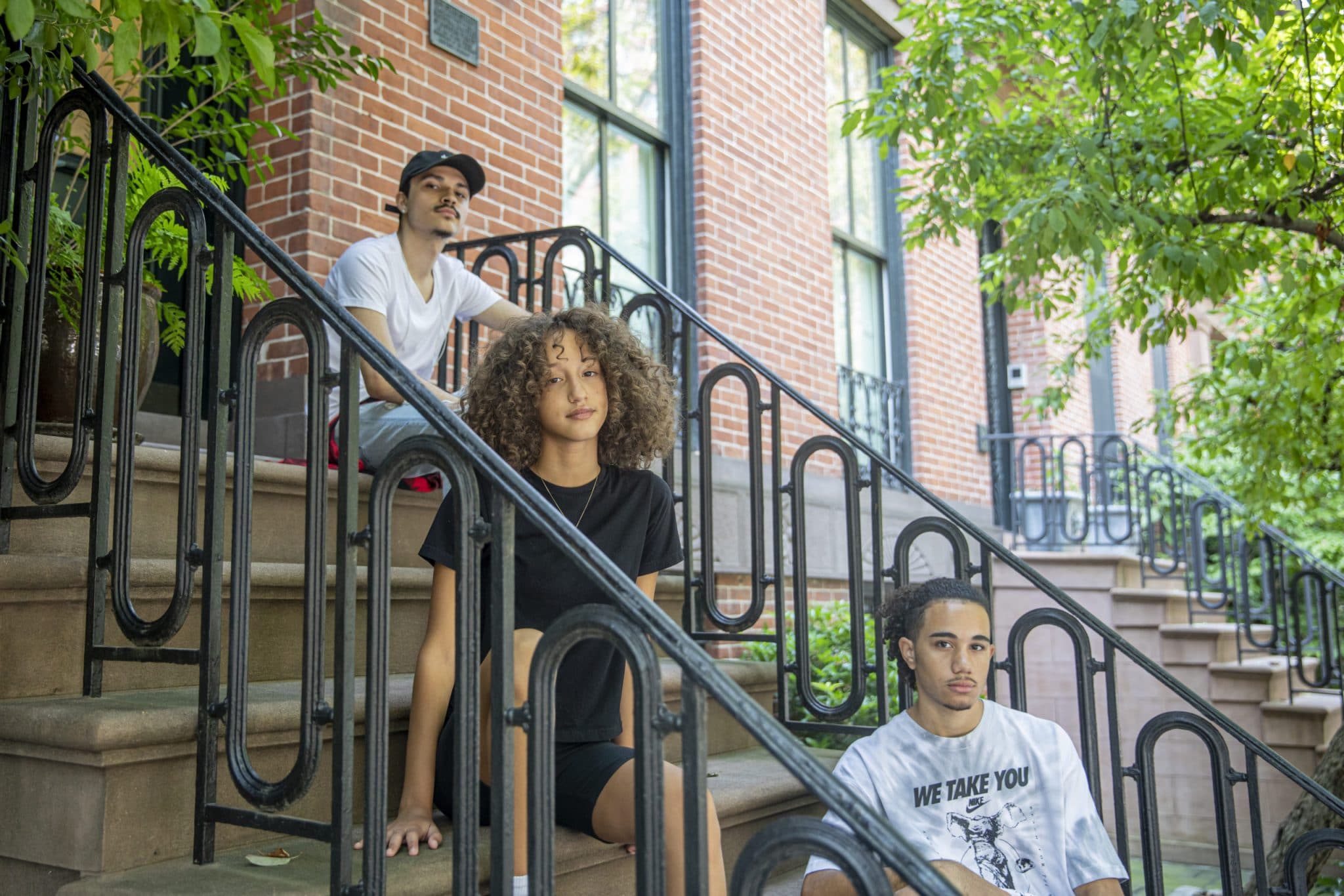 kids sitting on stairs