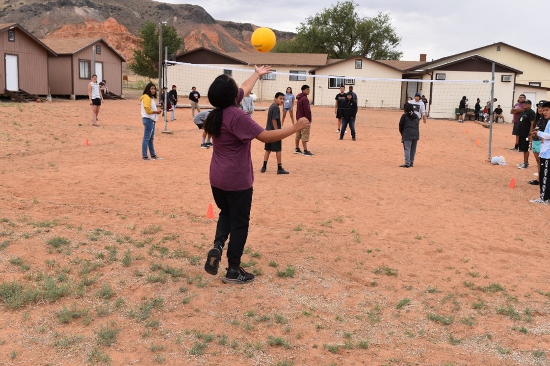 Kids playing volleyball