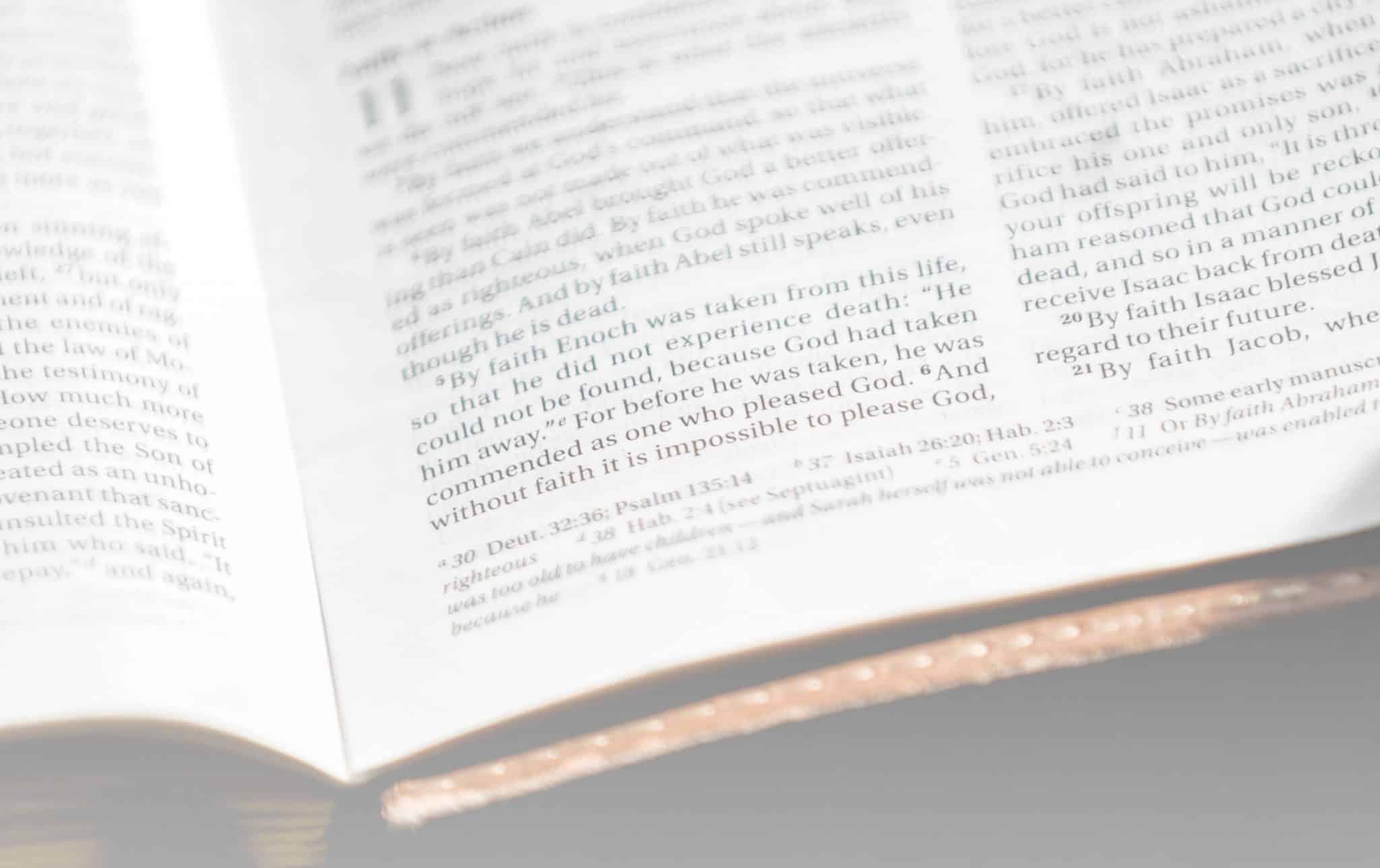 A page from the Bible showing Hebrews 11:6.